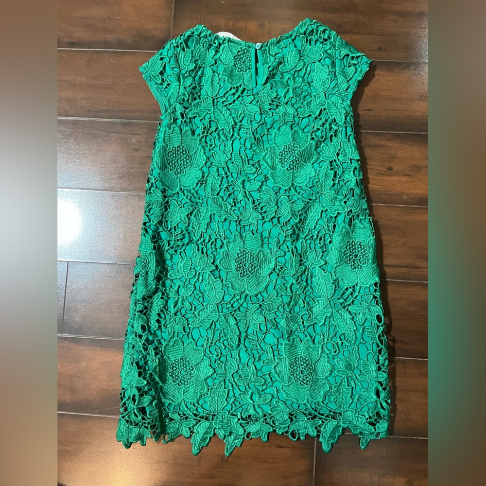 H&M Girls Green Lace Cap Sleeve Dress Size 7/8 - Picture 2 of 3